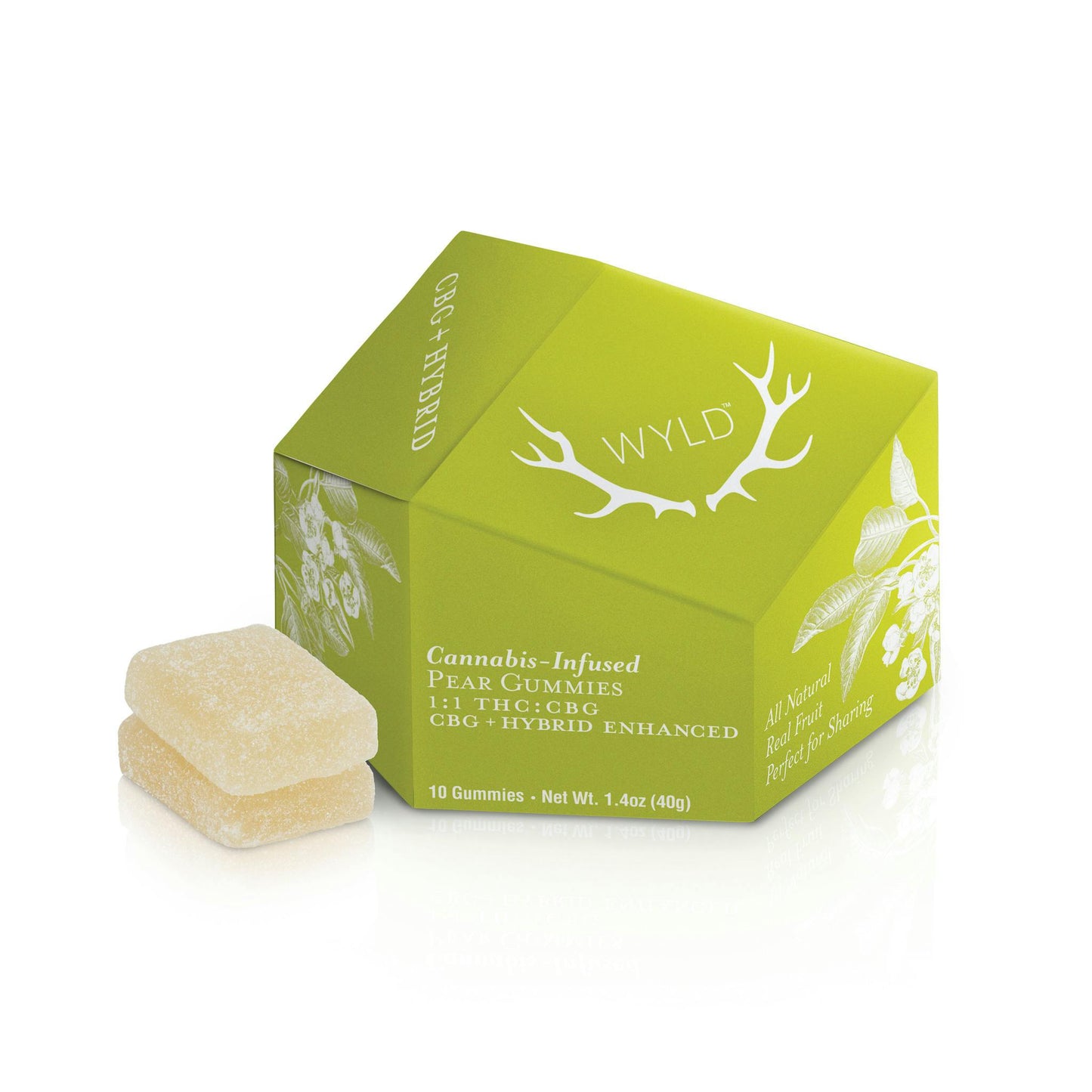 WYLD D9 Pear 1:1 CBG Refresh Gummies (Hybrid)