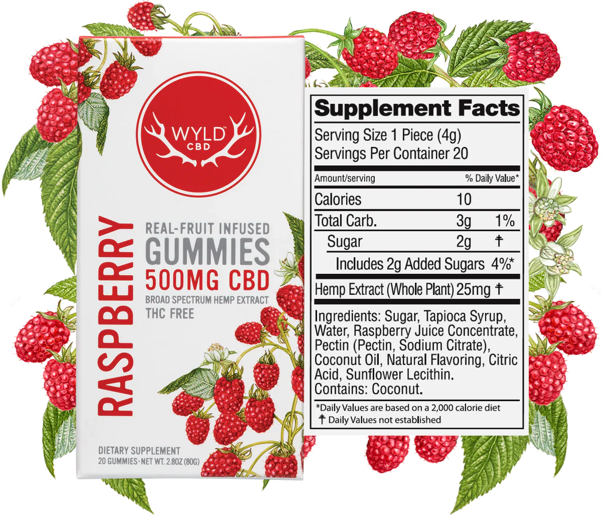 WYLD CBD Raspberry Gummies 500mg