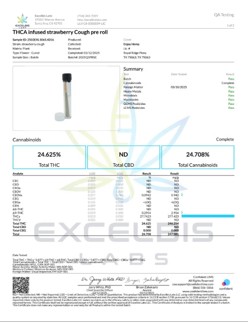 Enjoy Hemp THCA pre-rolls - Strawberry Cough (2 pack)