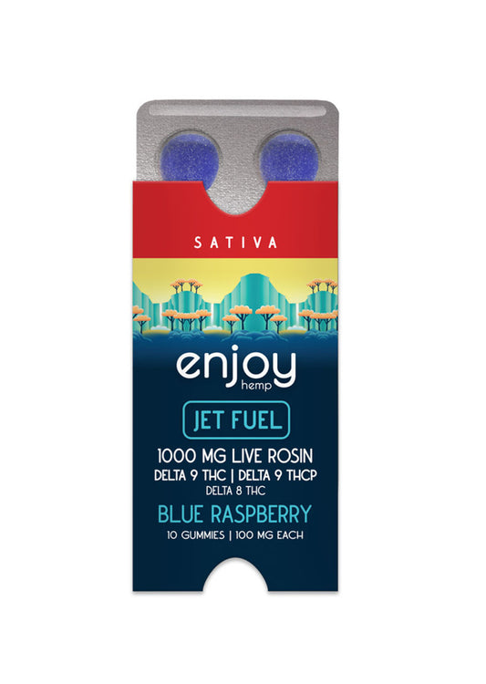 ENJOY Blue Raspberry - JET FUEL 1000mg Live Rosin THCA/D9/THCP/D8 Gummies (Sativa)