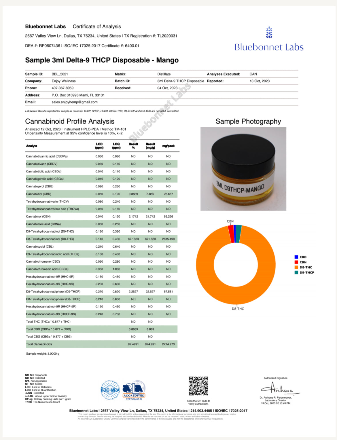 ENJOY 3ml Delta9-THCP Disposable - Mango for Paradise (Hybrid)