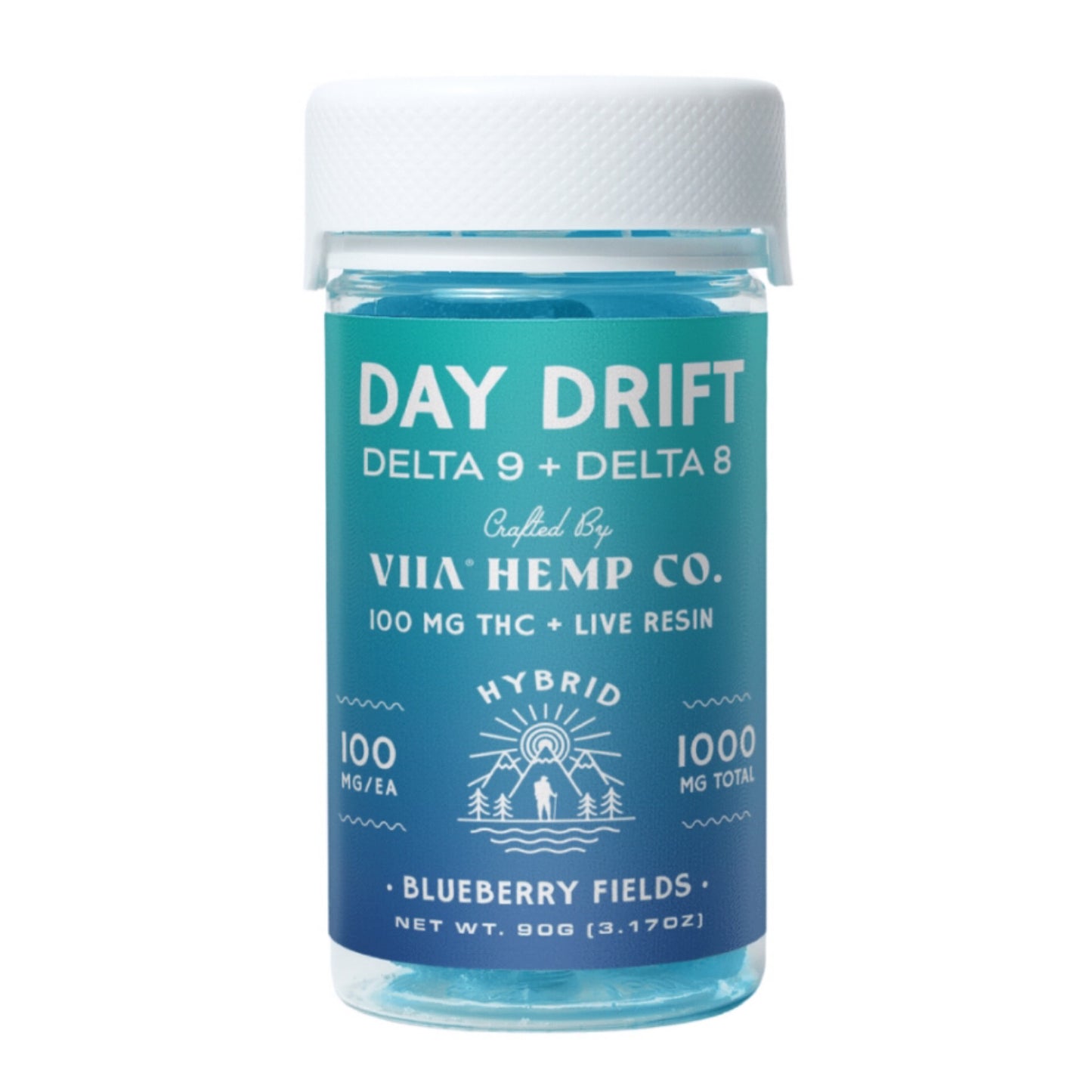 VIIA DAY DRIFT Delta 9 + Delta 8 Live Resin Gummies-Blueberry Fields(Hybrid)