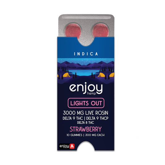 ENJOY 3000mg LIVE ROSIN LIGHTS OUT Delta 9 THC/Delta 9 THCP/Delta 8 Gummies (Indica)